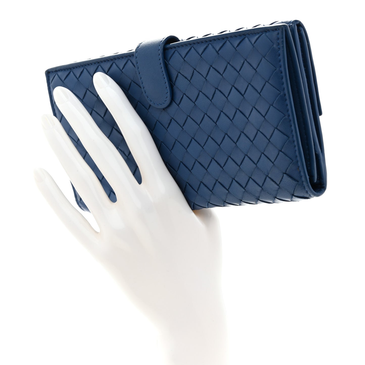 Nappa Intrecciato Continental Flap Wallet Bluette