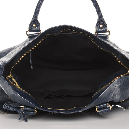 Balenciaga Chevre Gold Metallic Edge Hardware City Bleu Nuit Dark Sea 6 of 9