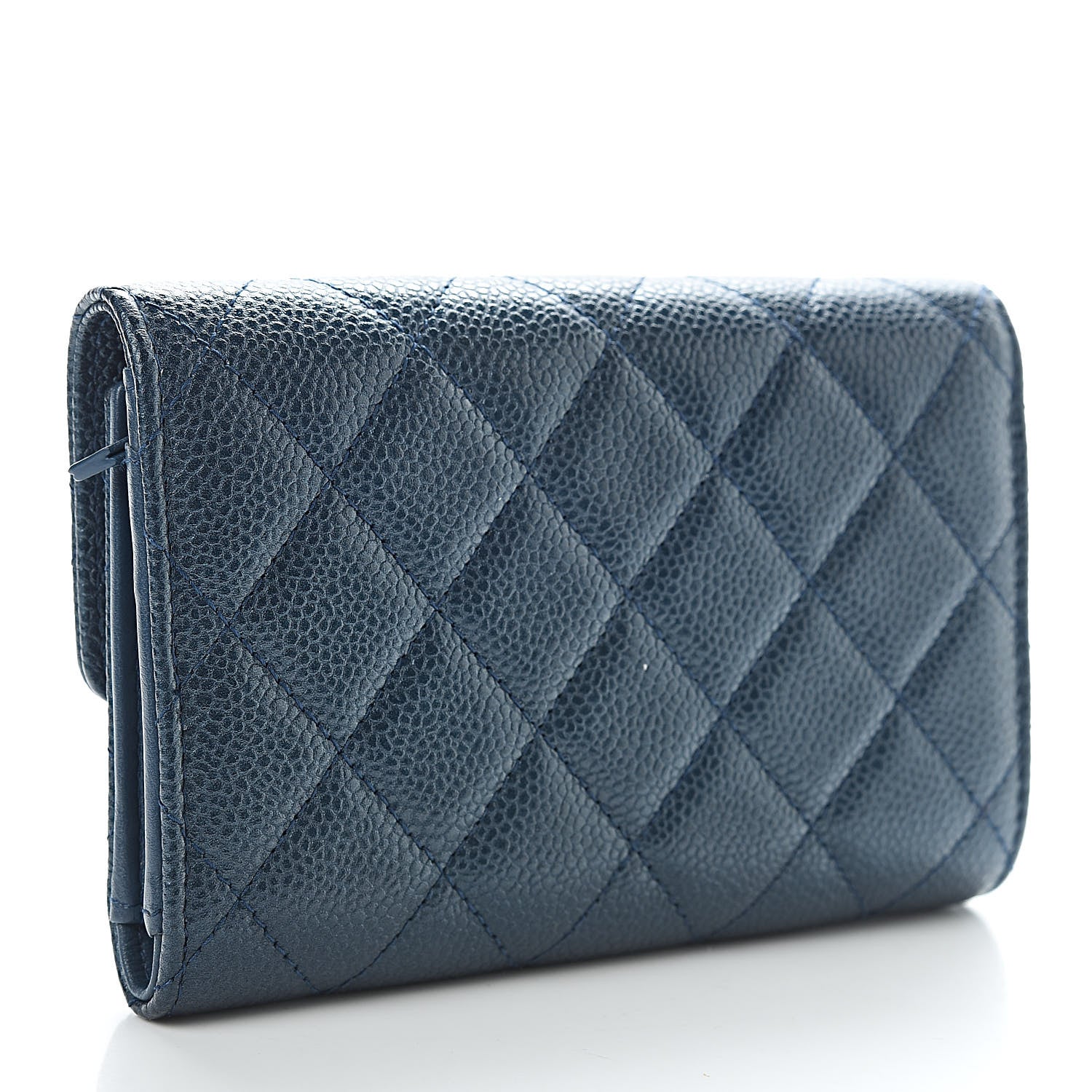 Chanel Metallic Caviar Quilted Medium Flap Wallet Dark Blue 3 of 8