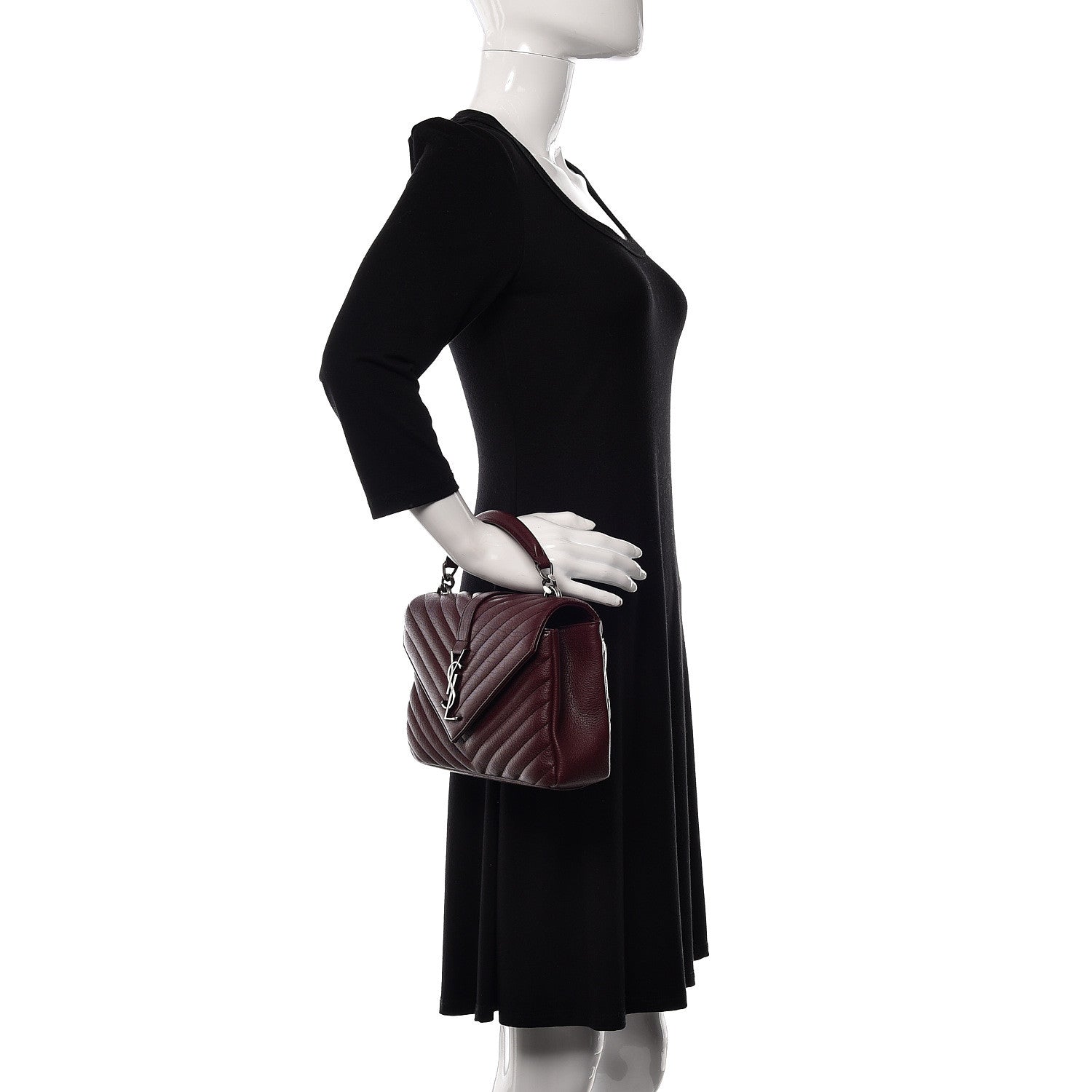 Saint Laurent Sheepskin Matelasse Chevron Medium College Bag Rouge Legion 2 of 15