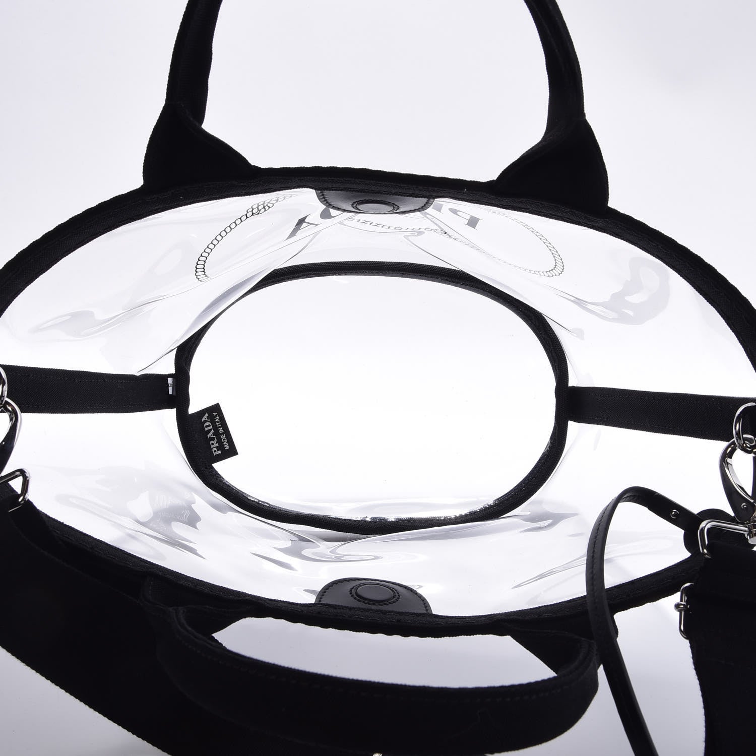 Prada Plexiglass Canapa Small Shopper Tote Black 6 of 7