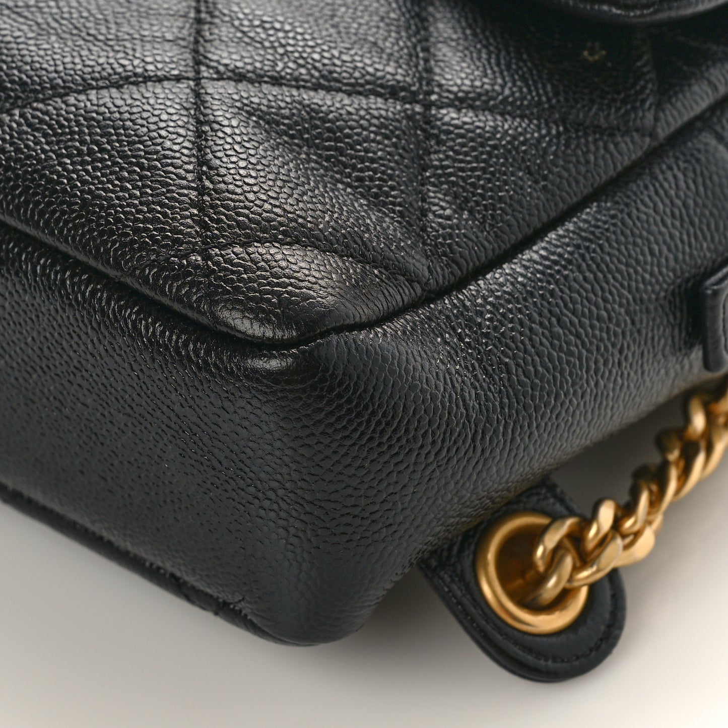 Shiny Caviar Quilted Chain Melody Backpack Black