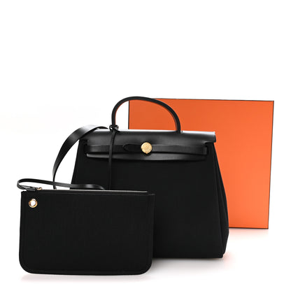 Hermes Military Toile Vache Hunter Herbag Zip Retourne 31 PM Black 12 of 12