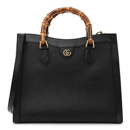 Gucci Wonka Grain Calfskin Medium Diana Tote Bag Black 1 of 14