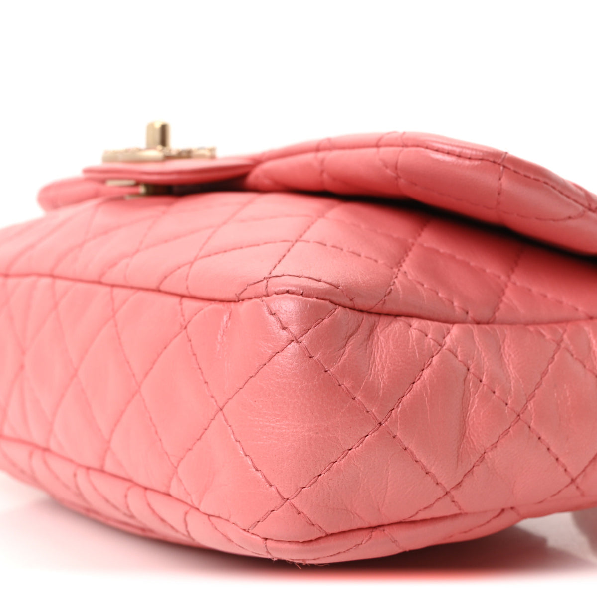 Metallic Lambskin Quilted Medium Precious Jewel Single Flap Pink