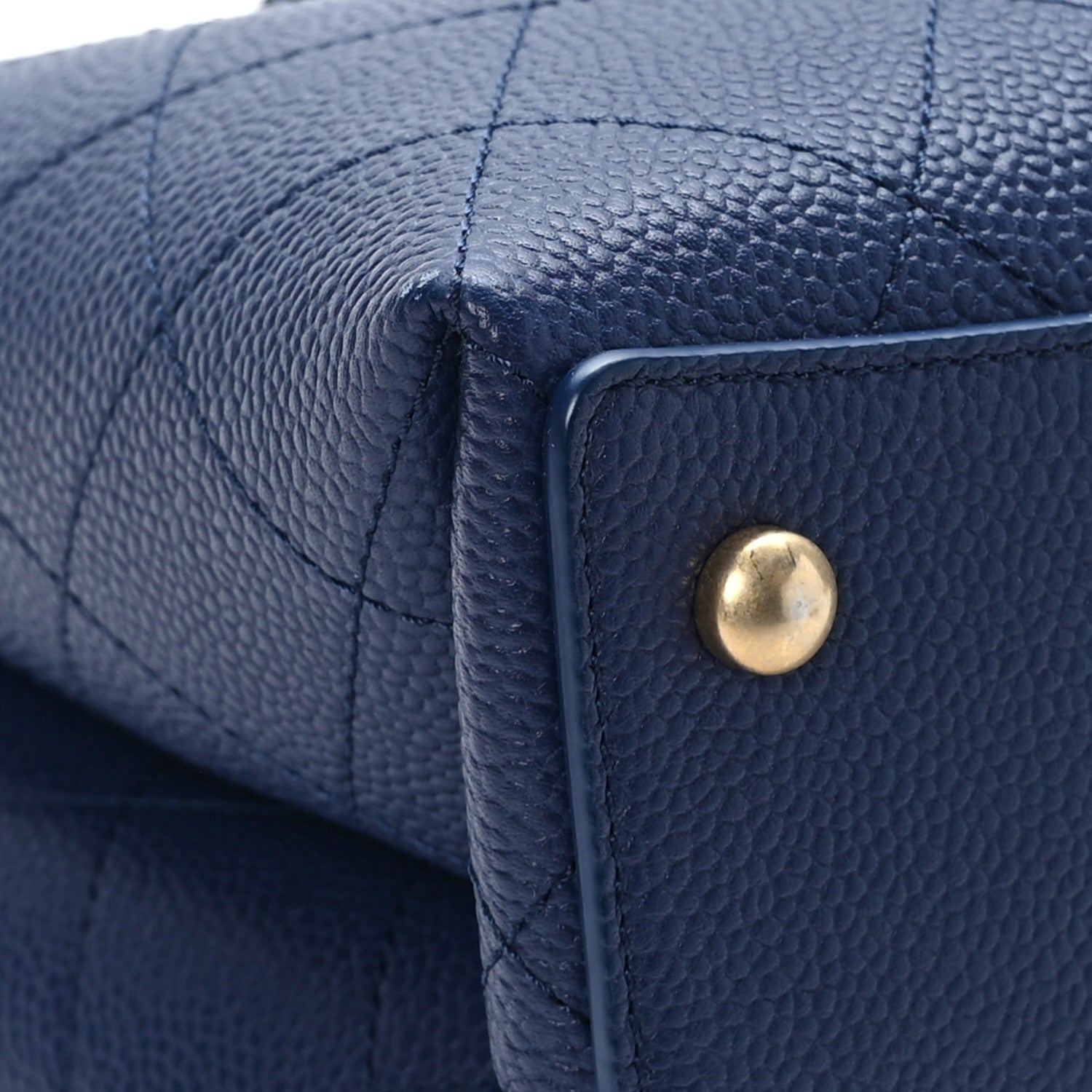 Chanel Grained Calfskin Stitched Small Drawstring Bag Navy 8 of 11