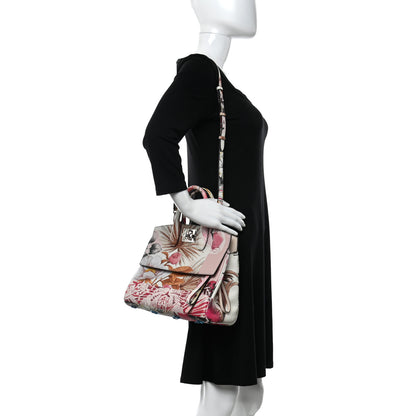 Salvatore Ferragamo Calfskin Floral Print The Studio Bag White Multicolor 2 of 9