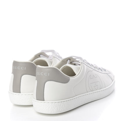 Gucci Calfskin Interlocking G Perforated Mens Ace Sneakers 7.5 White Grey Sky 4 of 10