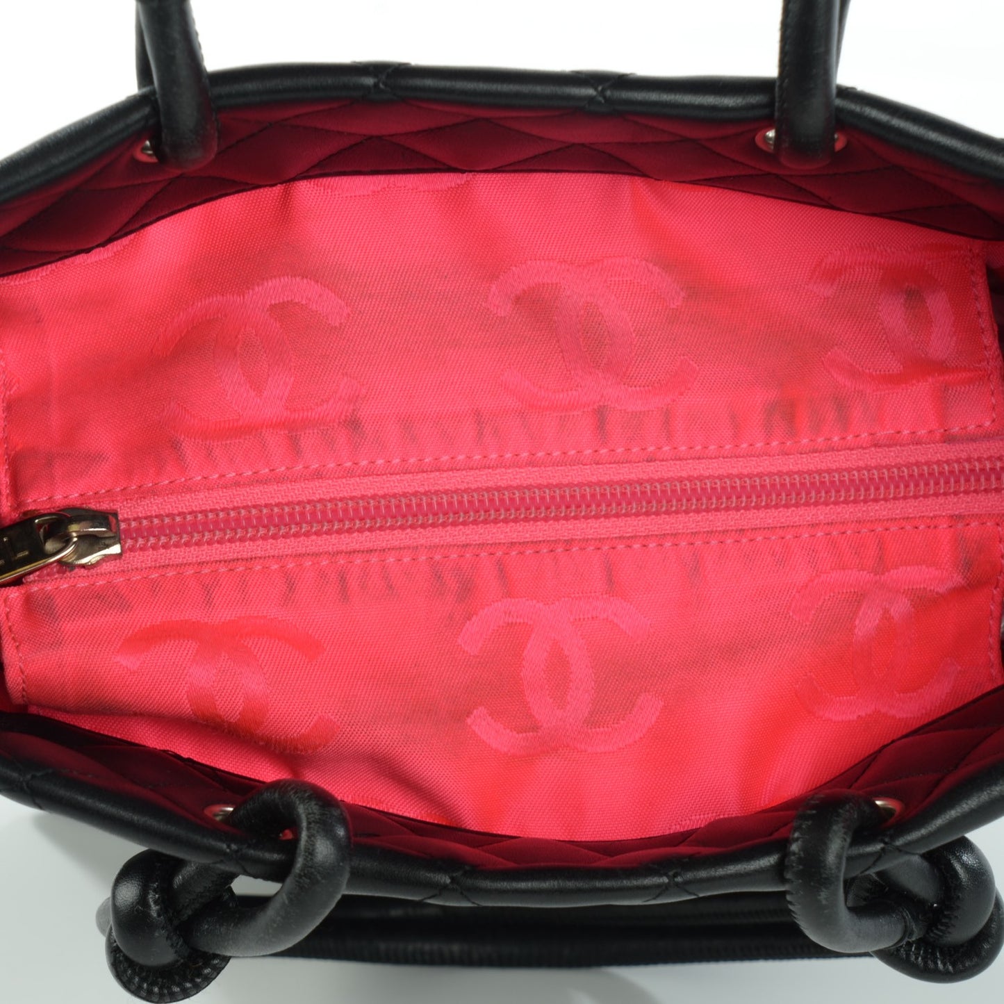 Calfskin Quilted Medium Cambon Tote Black