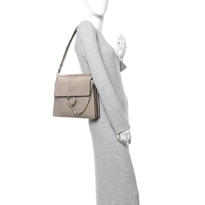Chloe Calfskin Suede Medium Faye Shoulder Bag Motty Grey 2 of 16