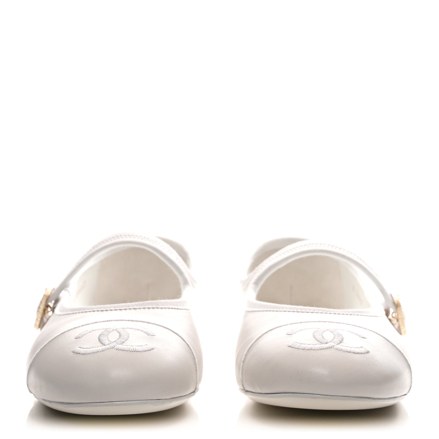Lambskin Mary Jane Flats 38.5 White