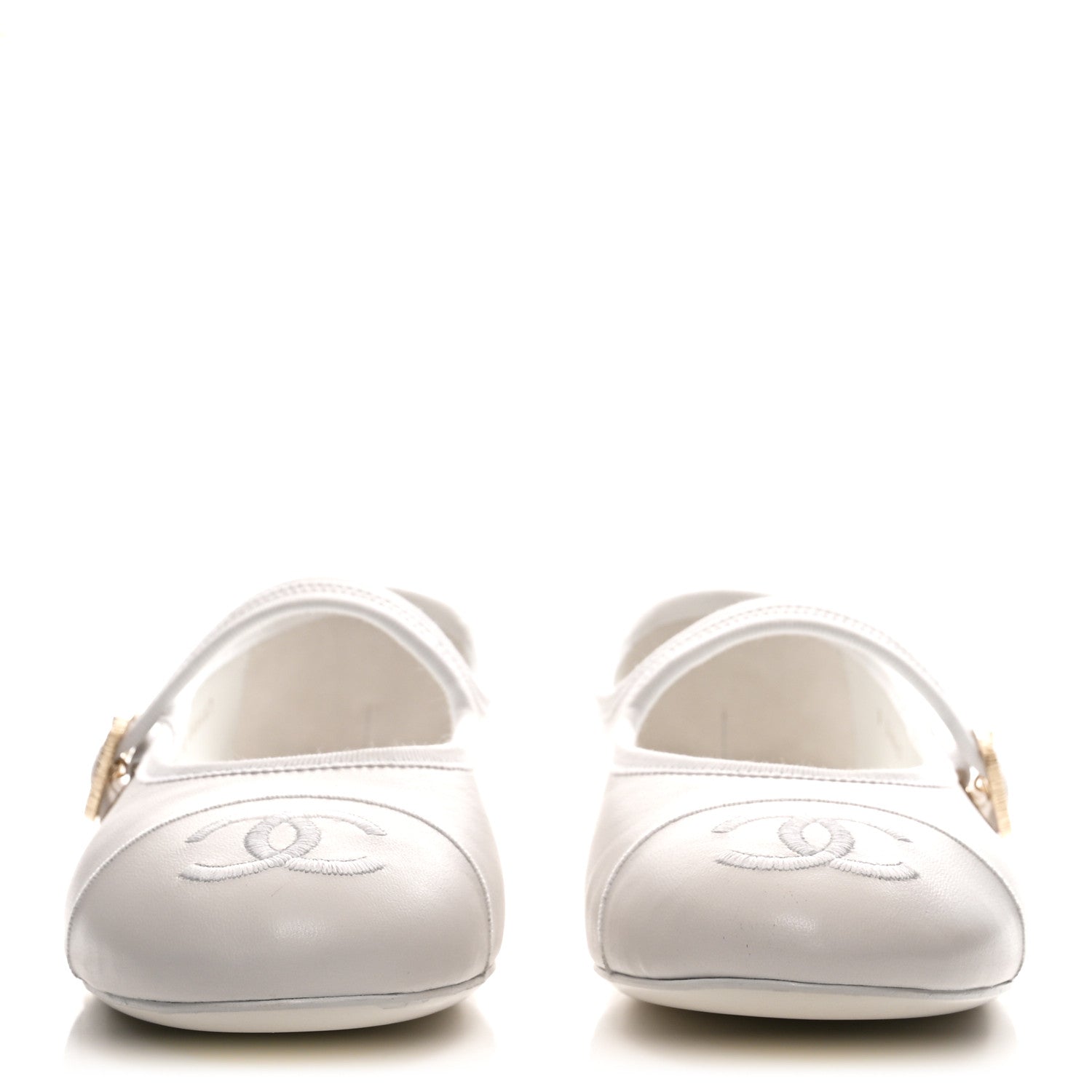 Chanel Lambskin Mary Jane Flats 38.5 White 3 of 10