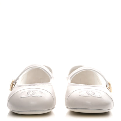Chanel Lambskin Mary Jane Flats 38.5 White 3 of 10