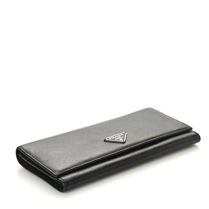 Prada Saffiano Triangle Continental Flap Wallet Black 4 of 8