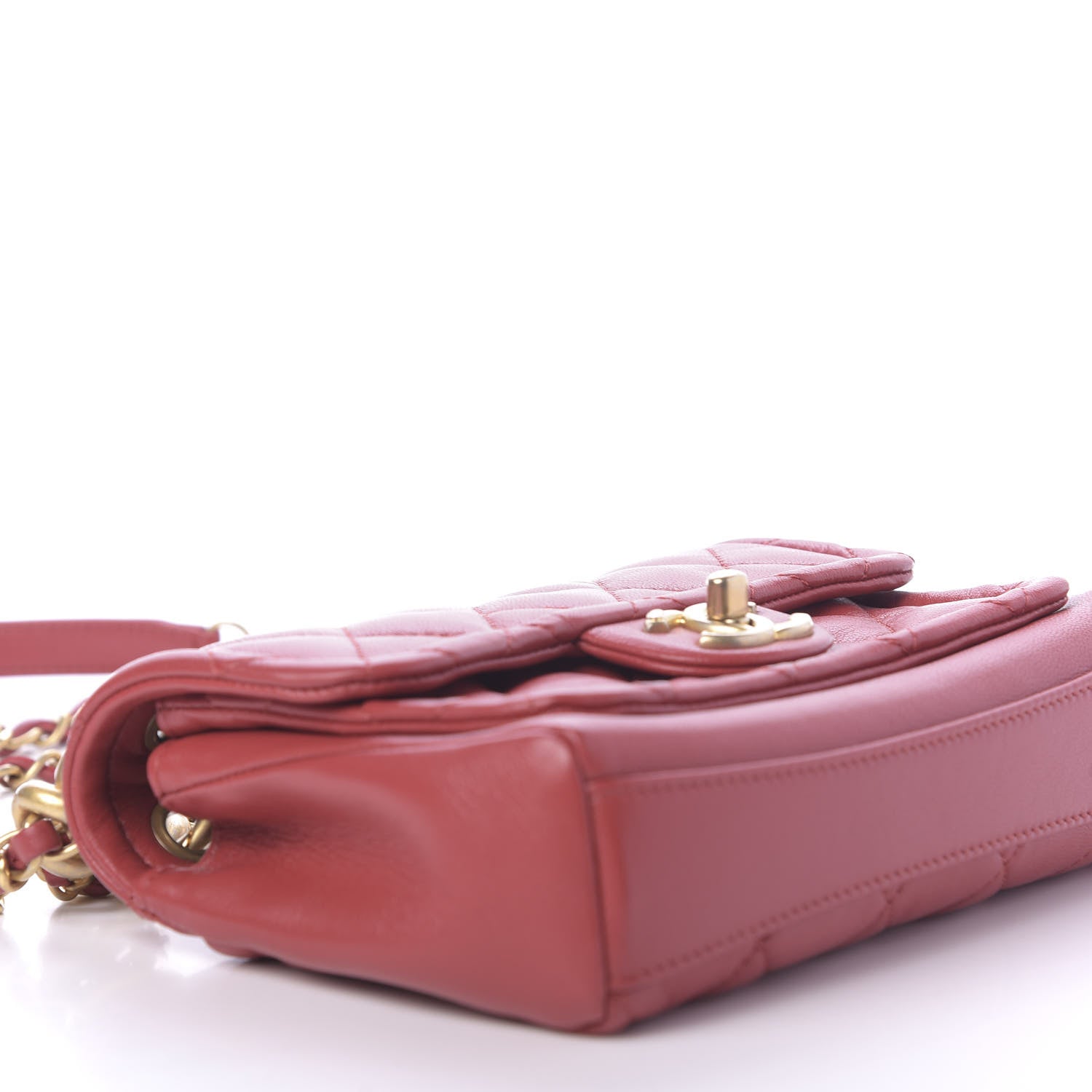 Chanel Lambskin Quilted Chain Linked In Flap Bag Red 6 of 11