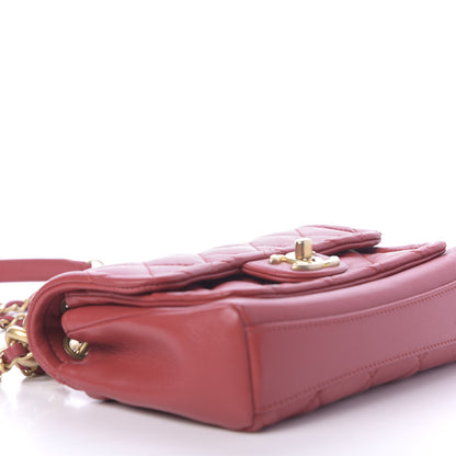 Chanel Lambskin Quilted Chain Linked In Flap Bag Red 6 of 11