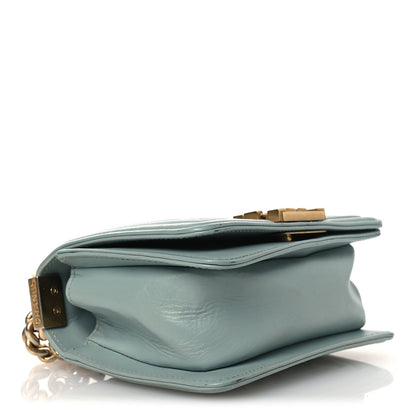 Chanel Lambskin Woven Mini Chateau Boy Flap Light Blue 4 of 13