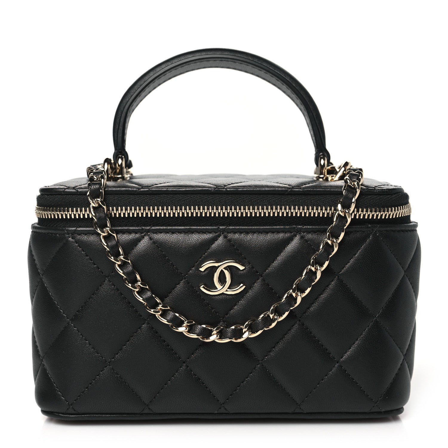 Chanel Lambskin Quilted Small Top Handle Vanity Case With Chain Black 1 of 10