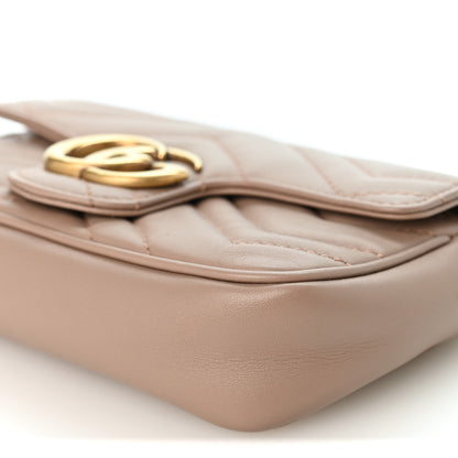 Gucci Calfskin Matelasse Super Mini GG Marmont Shoulder Bag Porcelain Rose 10 of 10