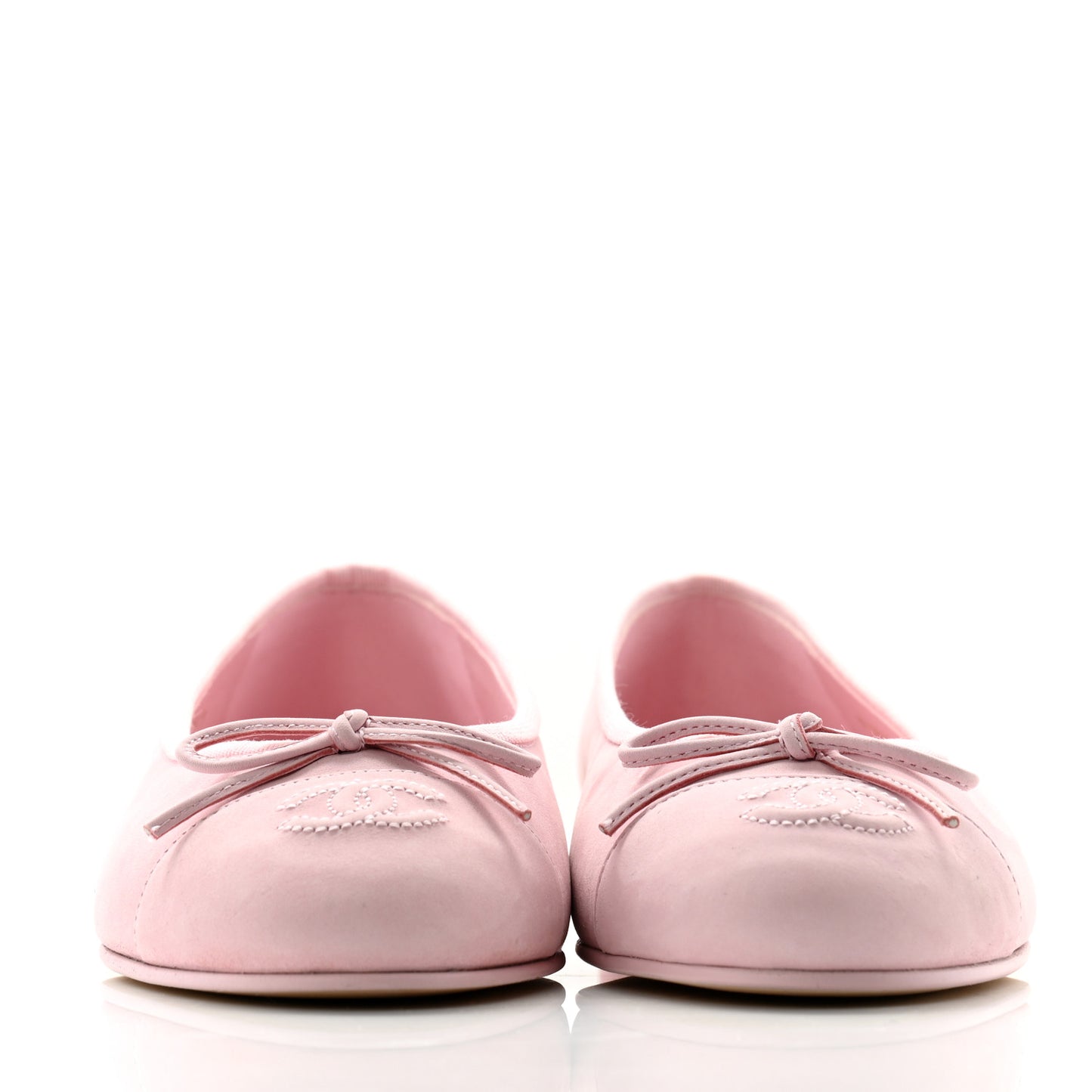 Suede Calfskin Cap Toe CC Ballerina Flats 38.5 Light Pink