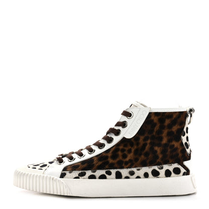 Jimmy Choo Pony Hair Cheetah Print Impala High Top Sneakers 39.5 Sugar Mix 1 of 7