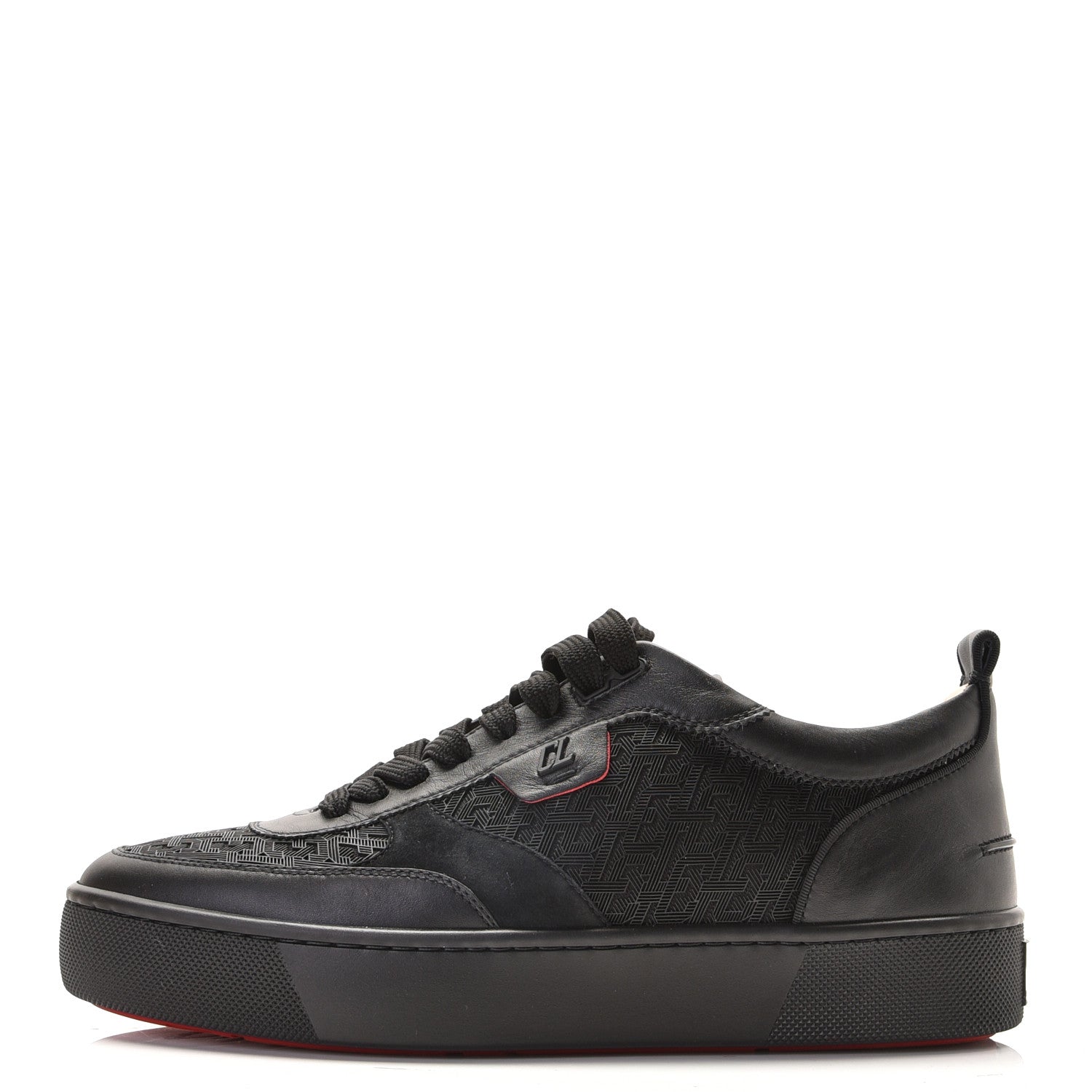 Christian Louboutin Calfskin Mens Happyrui Techno Flat Sneakers 43.5 Black 1 of 10