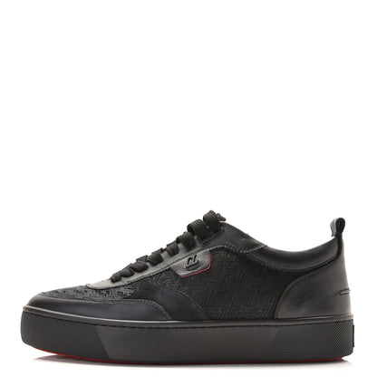 Christian Louboutin Calfskin Mens Happyrui Techno Flat Sneakers 43.5 Black 1 of 10