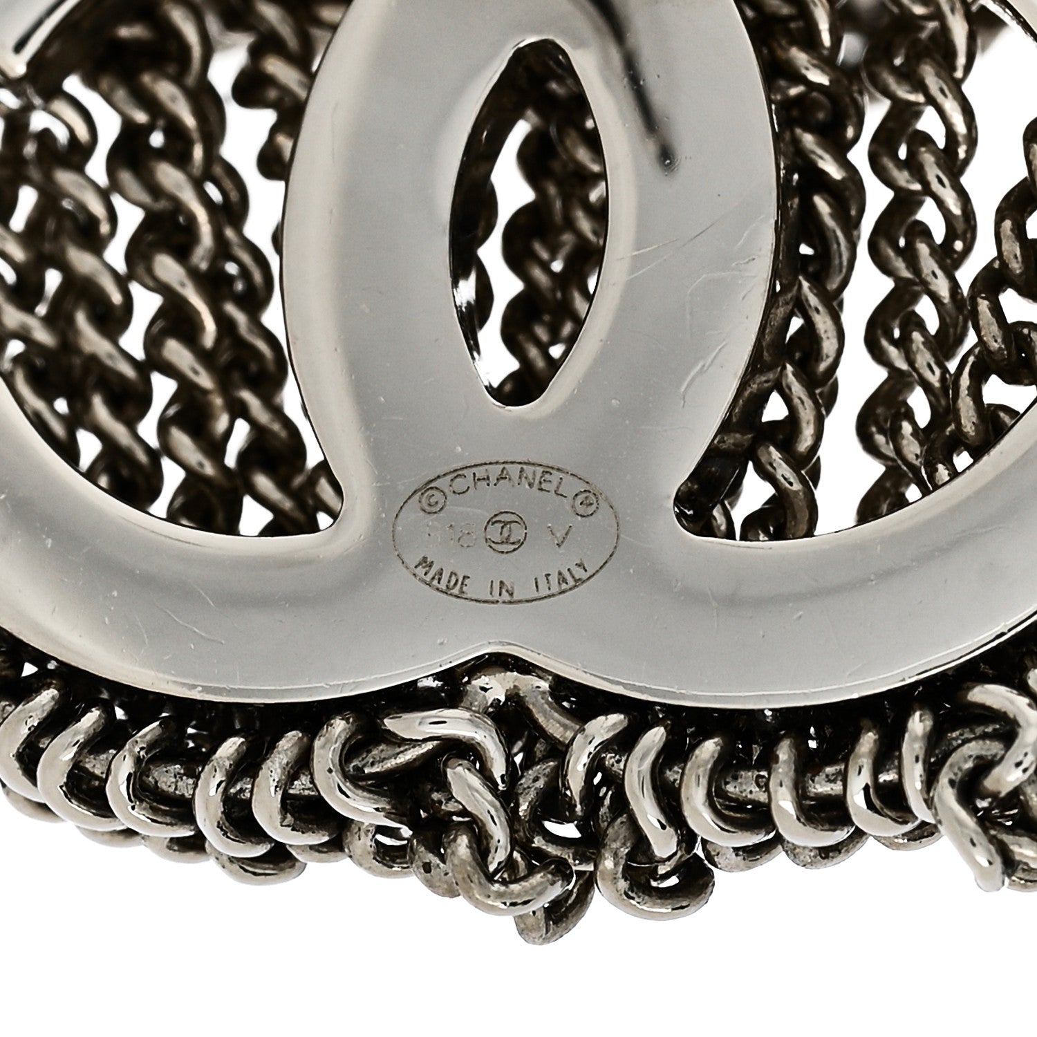 Chanel Baguette Crystal CC Chain Drop Earrings Silver 4 of 5