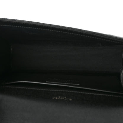 Saint Laurent Grain De Poudre Textured Mixed Matelasse Triquilt Medium Monogram Satchel Black 4 of 11