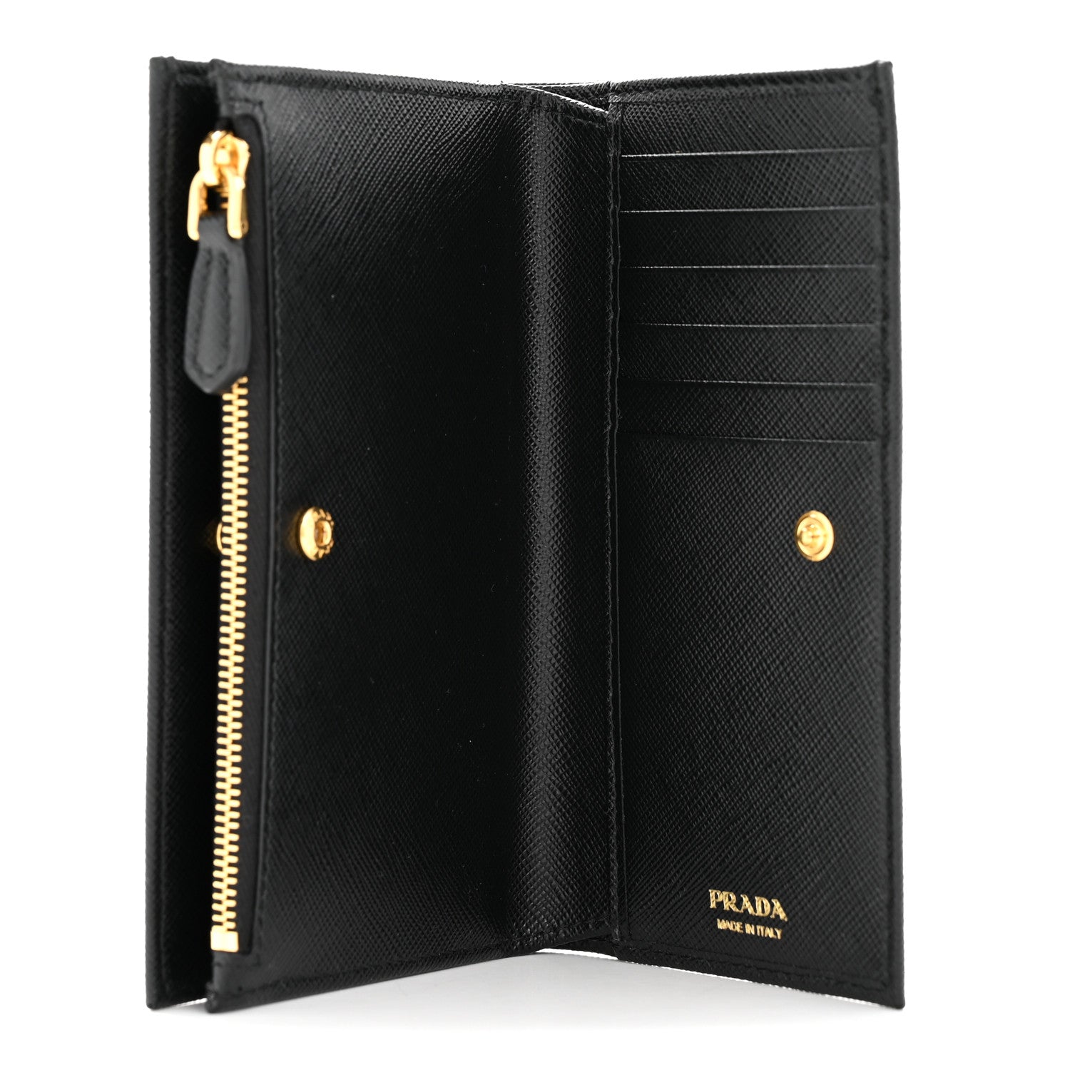 Prada Saffiano Triangle Continental Zip Wallet Black 1827207