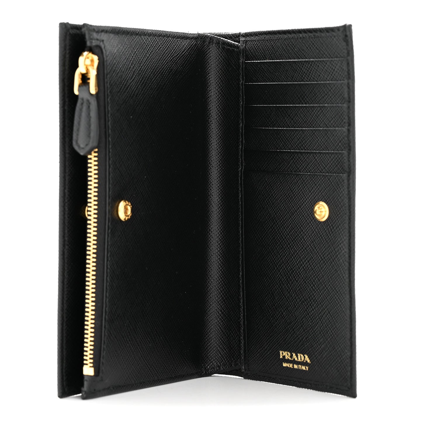 Saffiano Triangle Continental Zip Wallet Black
