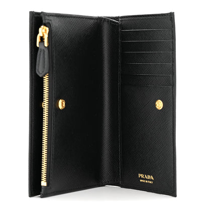 Prada Saffiano Triangle Continental Zip Wallet Black 5 of 8