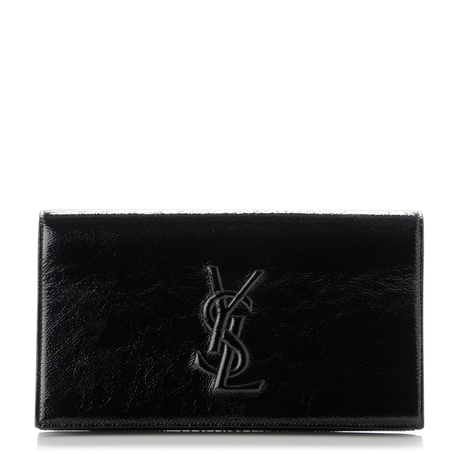 Textured Patent Monogram Large Belle De Jour Clutch Black