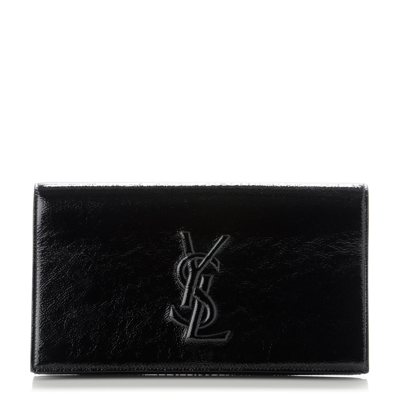 Saint Laurent Textured Patent Monogram Large Belle De Jour Clutch Black 1 of 7