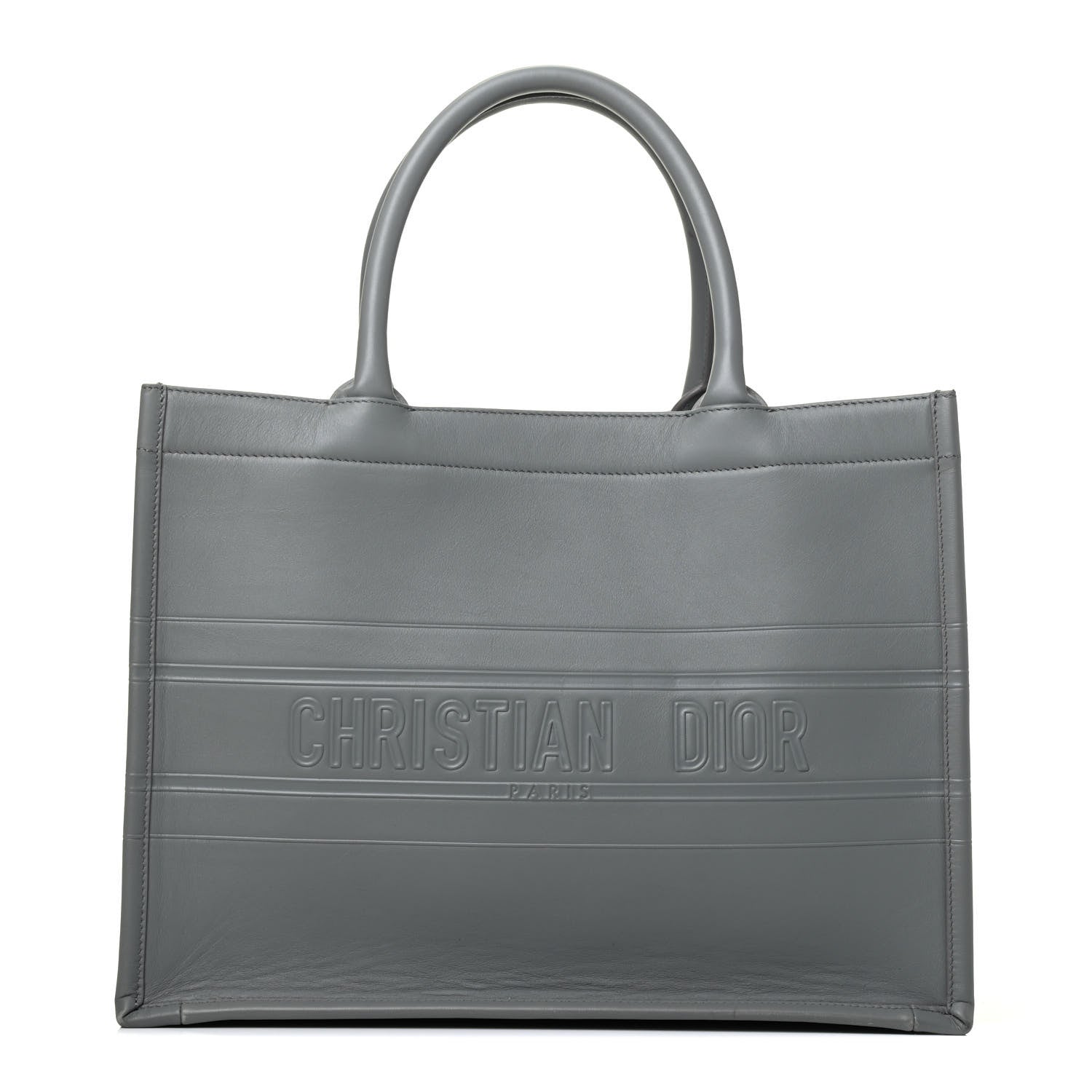 Christian Dior Calfskin Embossed Medium Book Tote Grey Stone 1 of 9