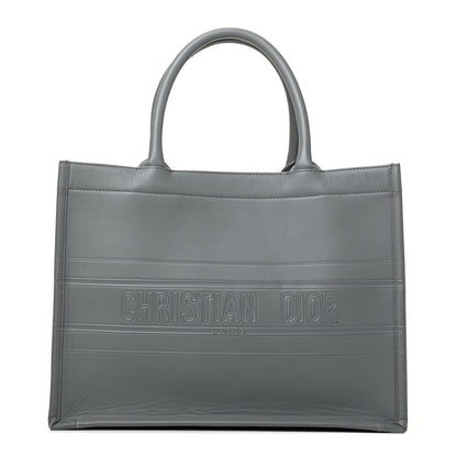 Christian Dior Calfskin Embossed Medium Book Tote Grey Stone 1 of 9