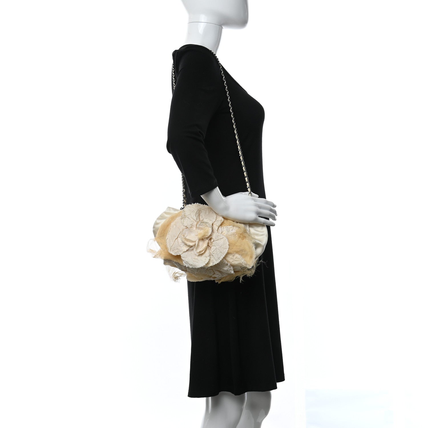 Chanel Satin Mesh Lace Camellia Beige 2 of 9