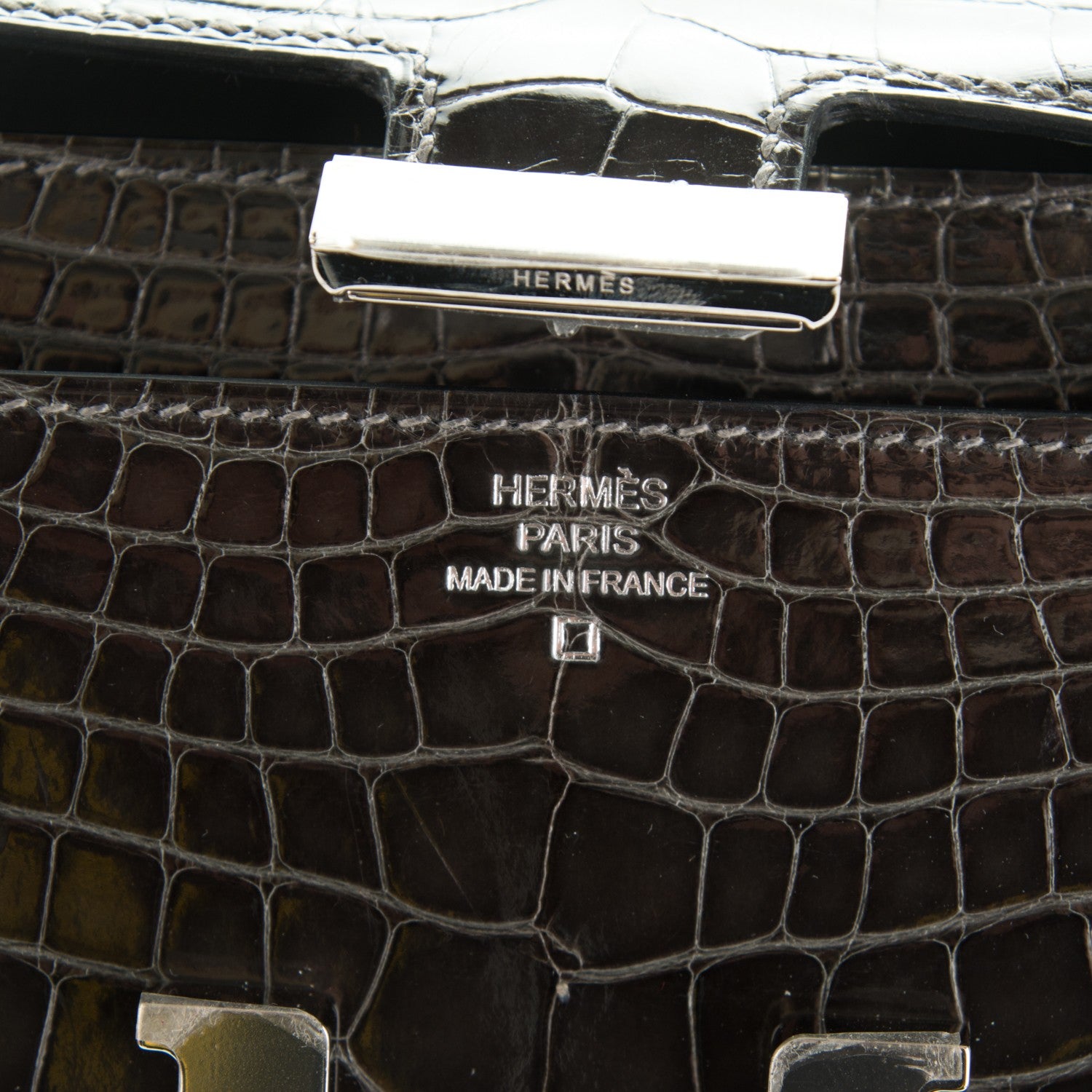 Hermes Shiny Alligator Constance Wallet Graphite 7 of 8