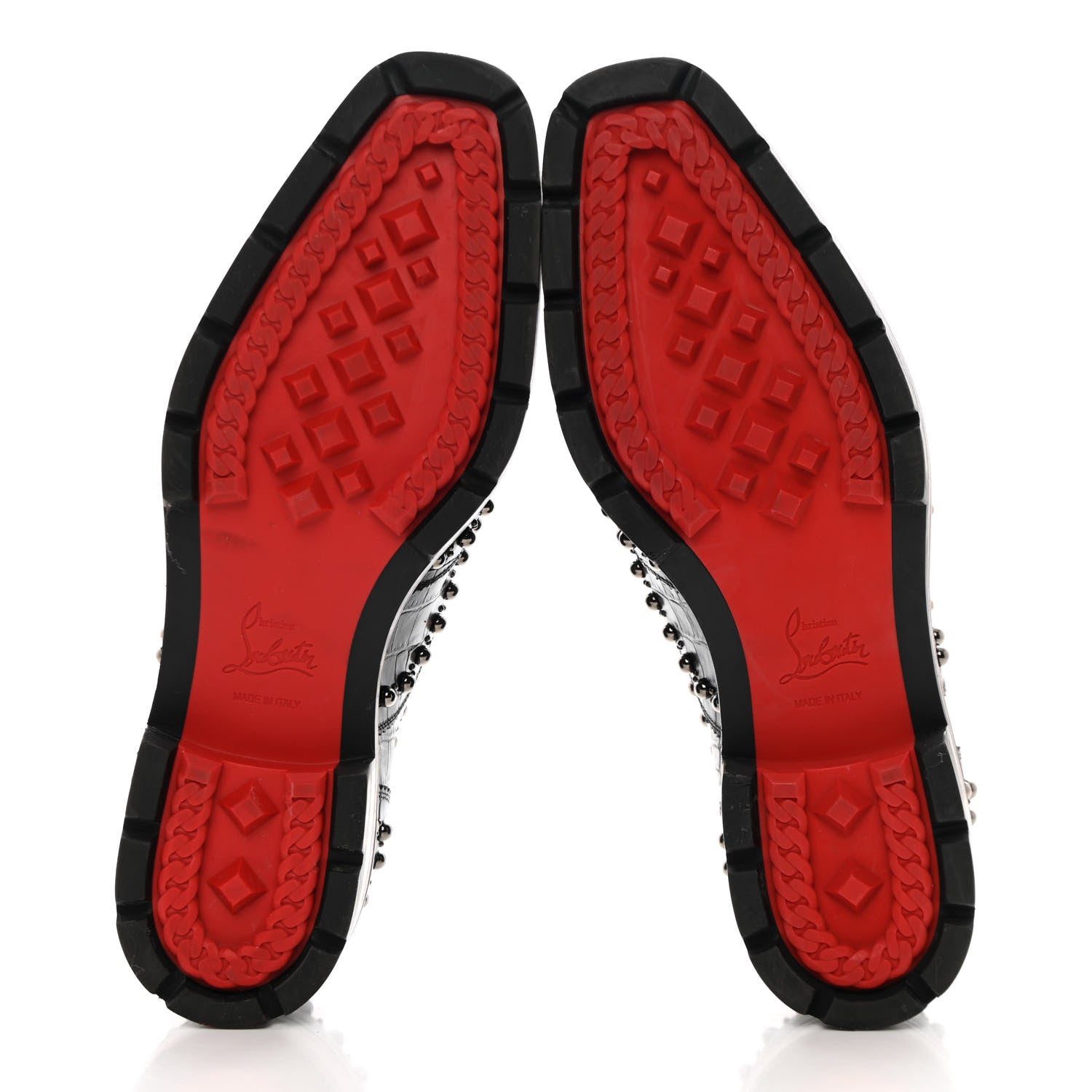 Christian Louboutin Croc Calfskin Embossed Womens Studded Crapadonna Oxfords 37 Black 5 of 12