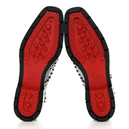 Christian Louboutin Croc Calfskin Embossed Womens Studded Crapadonna Oxfords 37 Black 5 of 12