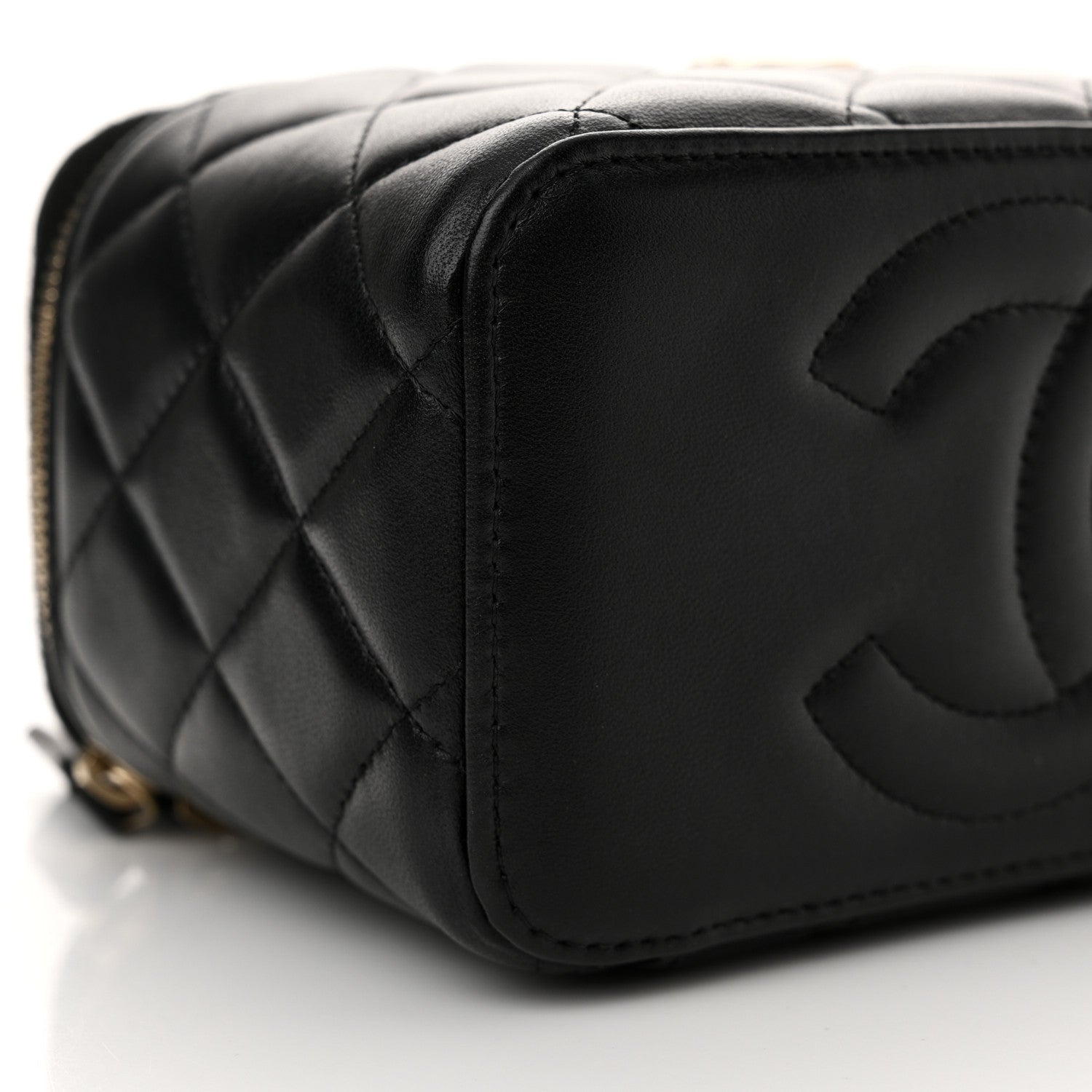 Chanel Lambskin Quilted Small Top Handle Vanity Case With Chain Black 9 of 11