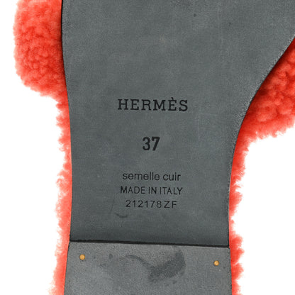 Hermes Woolskin Oran Sandals 37 Orange 6 of 7