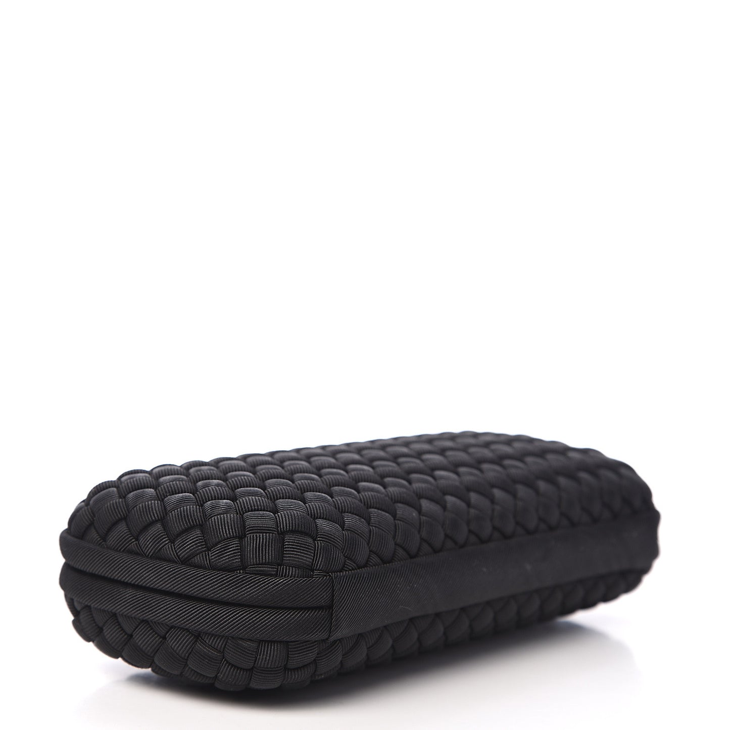 Silk Faille Intrecciato Knot Clutch Black