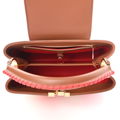 Louis Vuitton Canvas Calfskin Embroidered Braided Monogram Capucines BB Red 4 of 4
