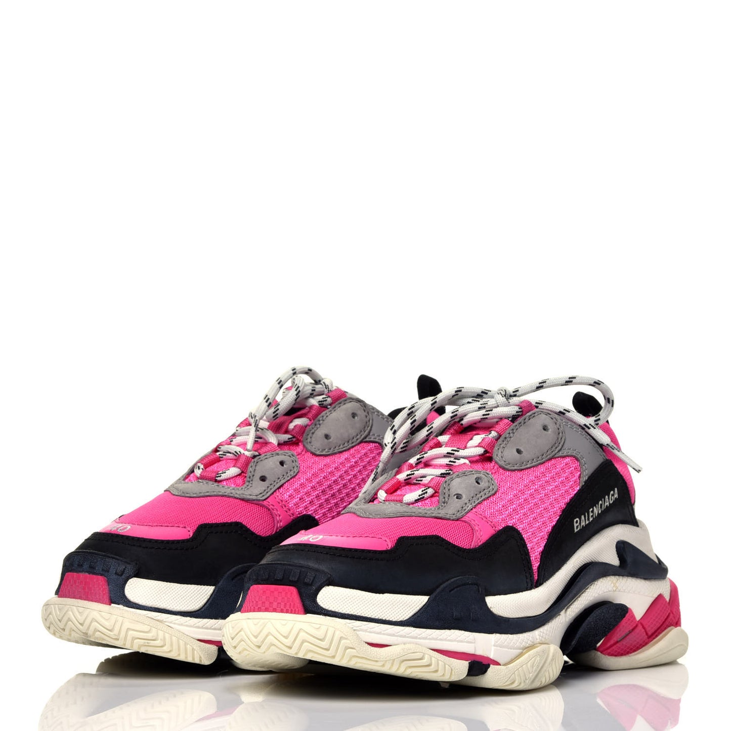 Fabric Mesh Womens Triple S Sneakers 40 Fluo Pink Grey White