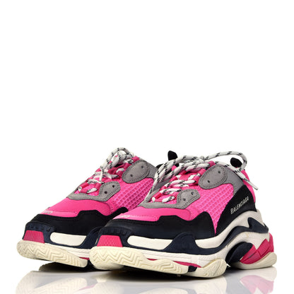 Balenciaga Fabric Mesh Womens Triple S Sneakers 40 Fluo Pink Grey White 3 of 8