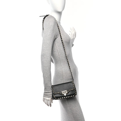 Valentino Garavani Vitello Mini Rockstud Flap Saddle Crossbody Bag Black 2 of 9