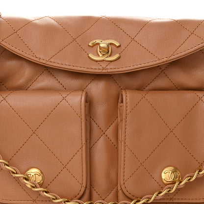 Chanel Shiny Calfskin Quilted Small Supple Twins Hobo Bag Brown 8 of 11