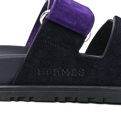 Hermes Suede Goatskin Womens Chypre Sandals 36 Marine Violet Majorette 8 of 9