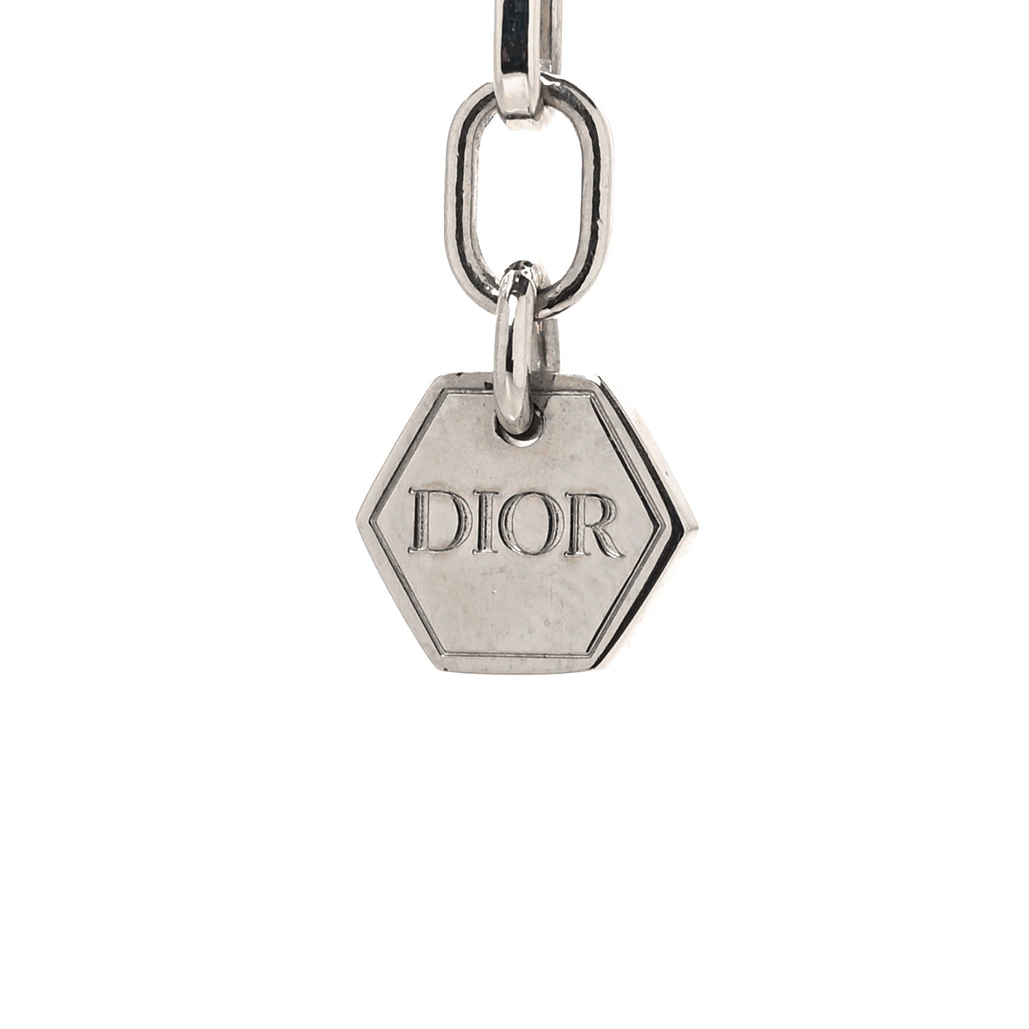 Christian Dior Resin Logo Necklace Silver Turquoise 5 of 5